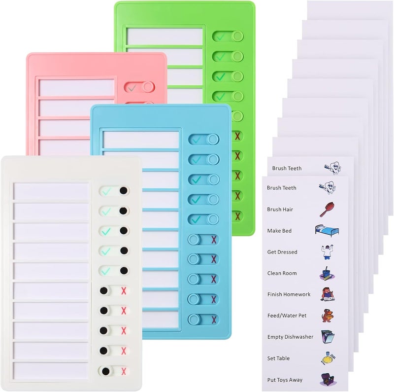 Aleric 4 Pieces Chores Chart for Kids Chore Chart, Sliding Routine Chart to Do List, My Chores RV Checklist Task Planning Board for Kids and Adults, ADHD Tools Routine Visual Schedule Reminder - Image 1